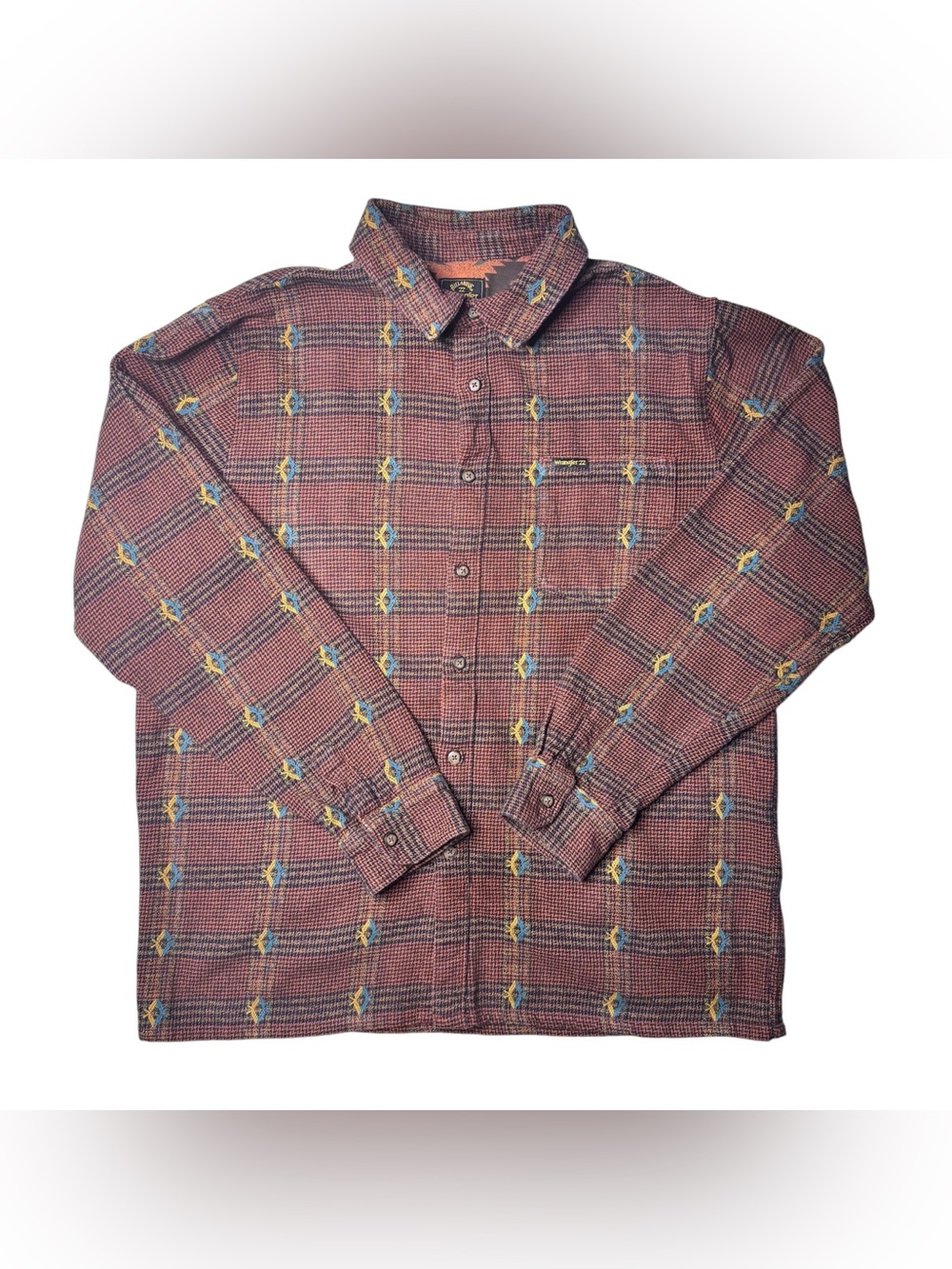 Billabong x Wrangler Aztec Plaid Button Down Shirt Men’s XL Long Sleeve